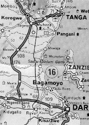 Dar-es-Salaam - Bagamoyo - Mkata - Segera - Tanga.   . .