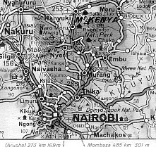 NAIROBI - столица Кении. Линия экватора - через Nanuki.