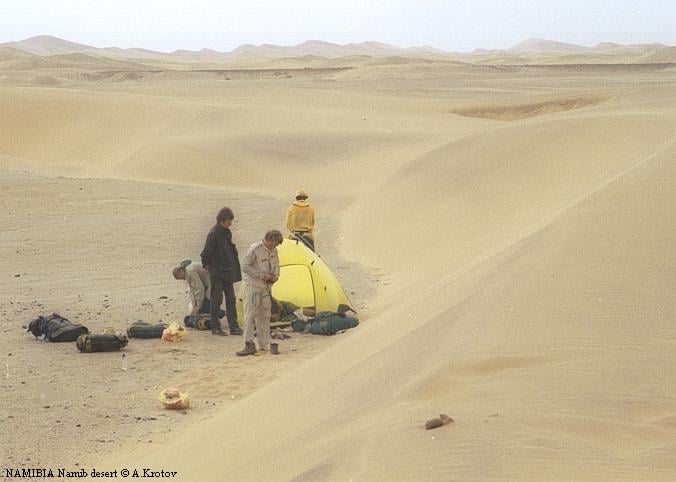 Ветренное утро в дюнах пустыни Намиб.